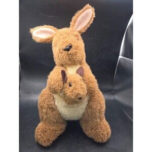 CA Australia Plush Toy Kangaroo Mom with Joey Made in Australia 11 Inches Tall